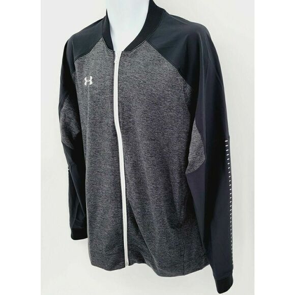 Under Armour 1327203-001 Men's Sz Medium Black Hybrid FULL Zip Jacket Warm-Up - Picture 2 of 5